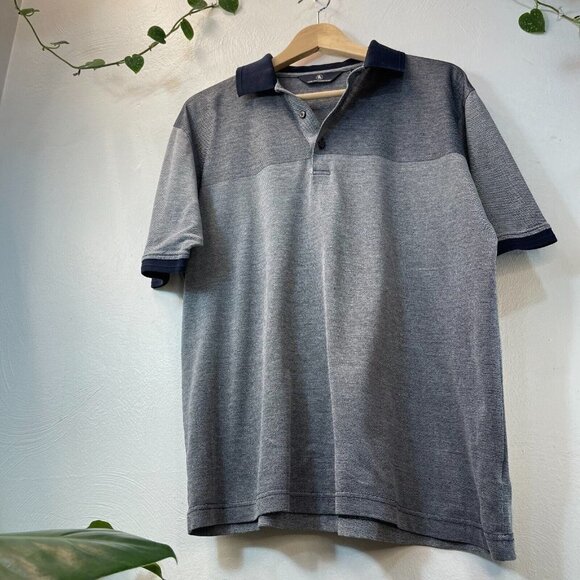 Hart Schaffner Marx Mens Large Blue Short Sleeved Colorblock Effect Polo Shirt - Picture 1 of 7
